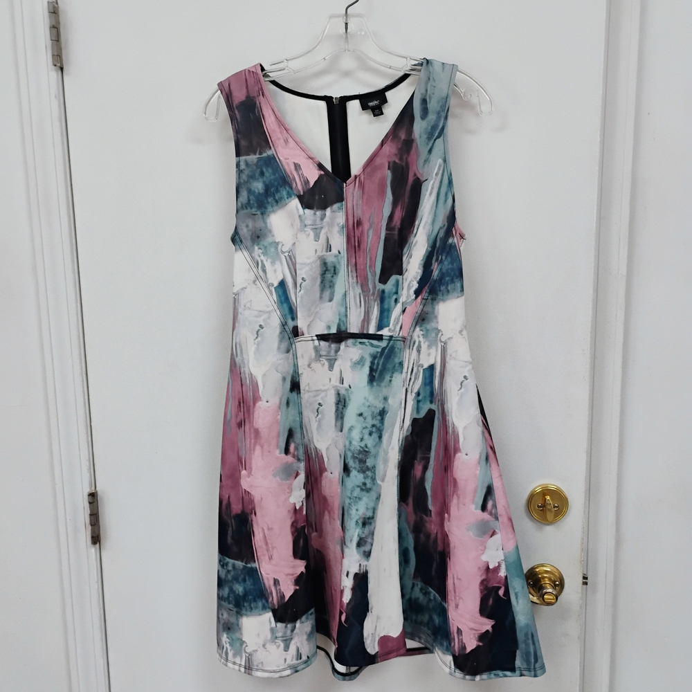 MSK Abstract Print Sleeveless Fit & Flare Dress Medium